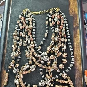 Sassy Jones Black and Gold Beaded Necklace